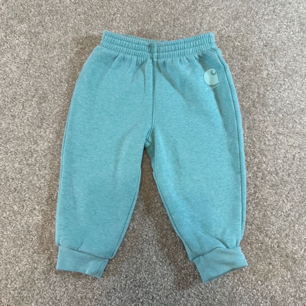 Carhartt Baby Girls Turquoise Heather Fleece Jogger Pants size 9M